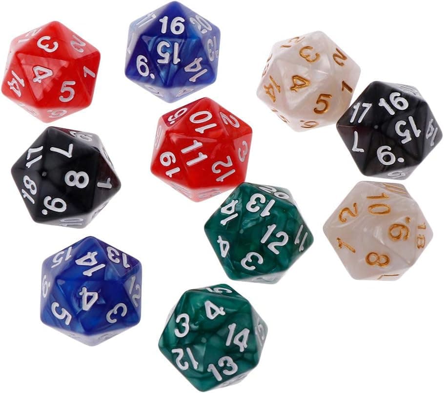 10CS 20 Sided Die Dice Set for Dungeons and Dragons Table Games Dice