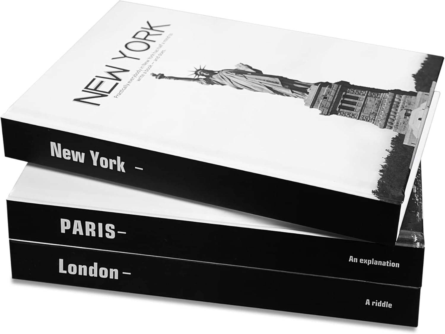 Eufrozy 3pcs Fashion Decorative Books for Home Decor, Black and White Designer Books Decor Set with Blank Pages Hardcover Modern Faux Books for Decoration Coffee Tables Shelves Display Books Stack
