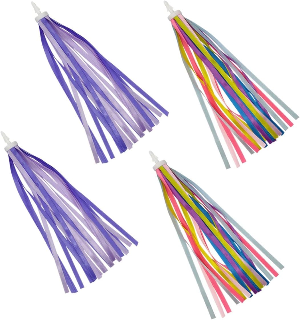 2 Pairs Bicycle Tassel Ribbon Scooter Handlebar Streamers,Decorations for Girls Boys Bikes, Balance Bikes Grips Tassel Streamers Accessories