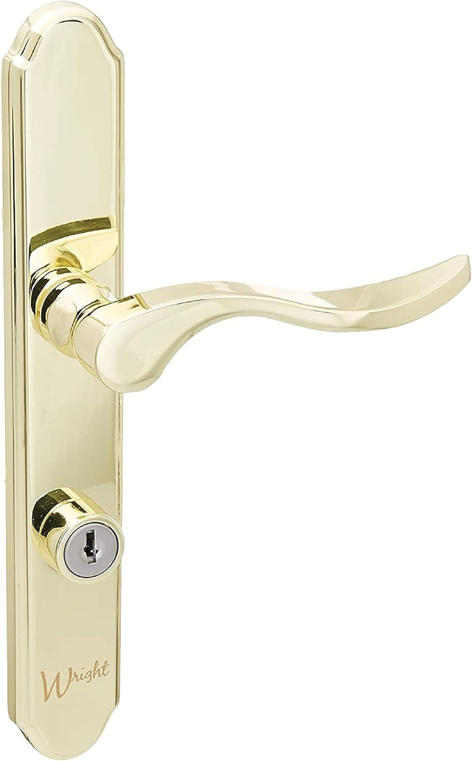 Wright Products - Serenade Mortise Keyed Lever Mount Latch with Deadbolt for Screen and Storm Doors, Polished Brass