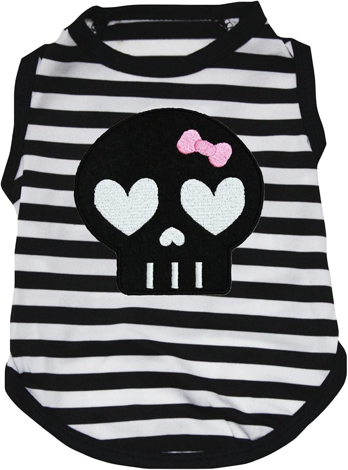 Petitebella Black Skull Face Puppy Dog Shirt (Stripes, XX-Large)
