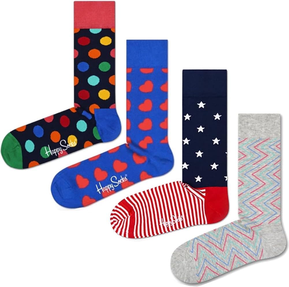 Happy Socks Unisex Gift Box Set of 4 (10-13, Bright Asst)