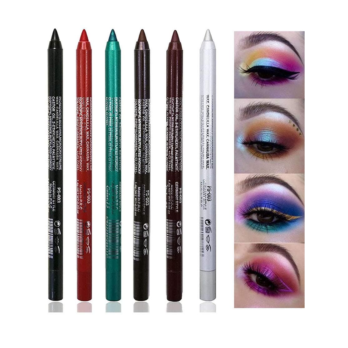 6 Pcs Colorful Eyeliner for Women Pencil Set, Eye Shadow Pencil, Pearl Eyeliner Kit Metallic Eyeliner Pencil Glitter Eyeliner for Women Eye&Lip Liner Professional Colorful Eye Makeup Pen Set
