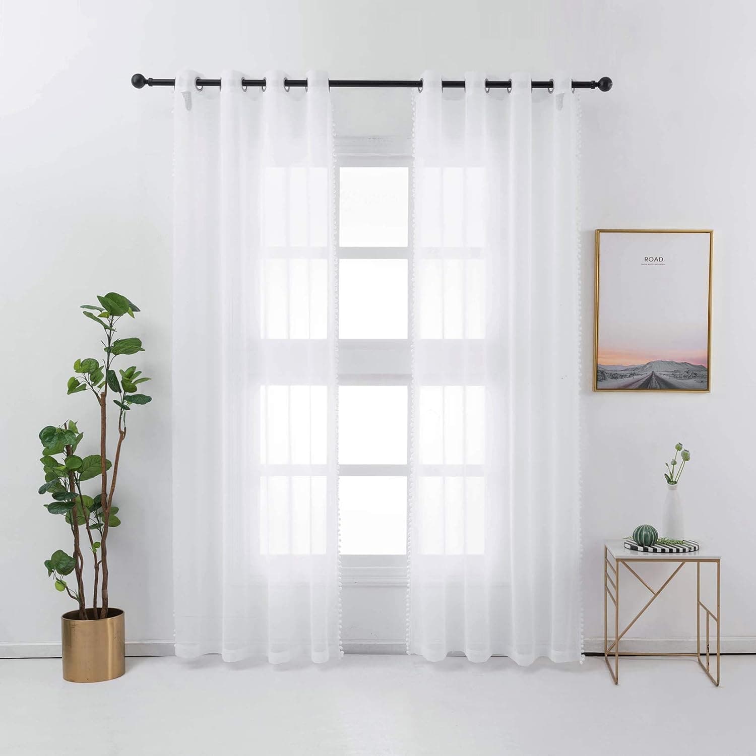 XGATML HHD Sheer Curtains 54x84 Inches Semi Voile Drapes for Bedroom Living Room Grommet Top Window Curtains, Set of 2 Panles, Off White