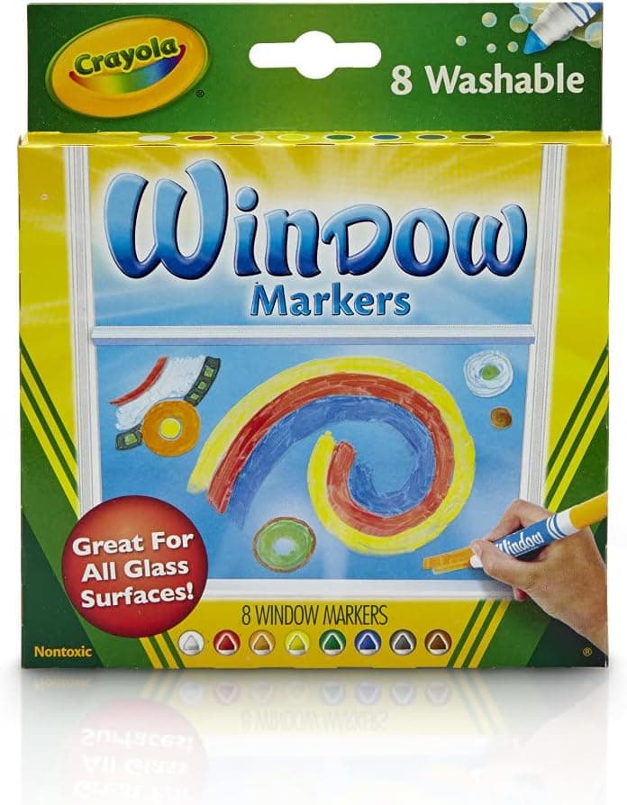Crayola Washable Window Markers, Window Decorations, Gift, 8 Count (58-8165)