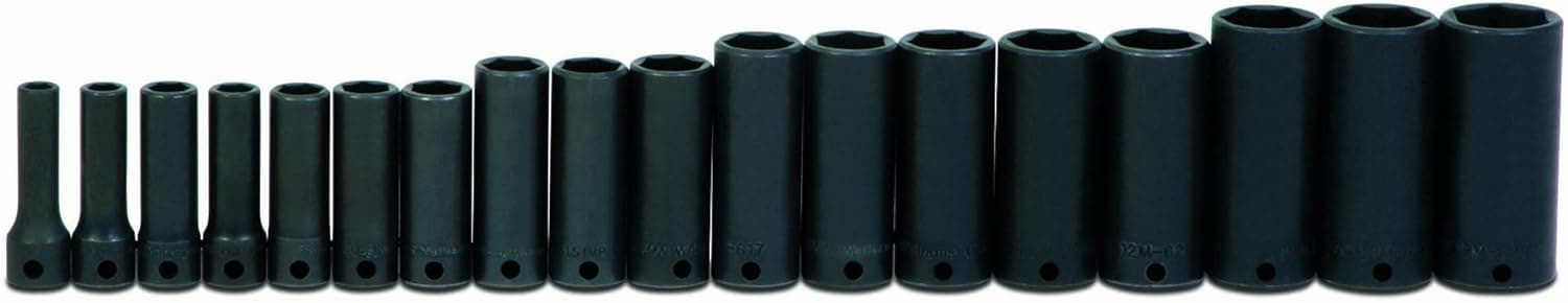 Williams JHWMS-12-18H 18-Piece 3/8-Inch Drive Metric Deep 6 Point Impact Socket Set