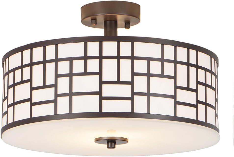 SOTTAE 12" Elegant 2 Lights Oil Rubbed Bronze Finished Flush Mount Ceiling Light,Metal Hanging Fixture Lighting,Glass Diffuser Ceiling Lamp for Bedroom,Living Room,Kitchen, Hallway