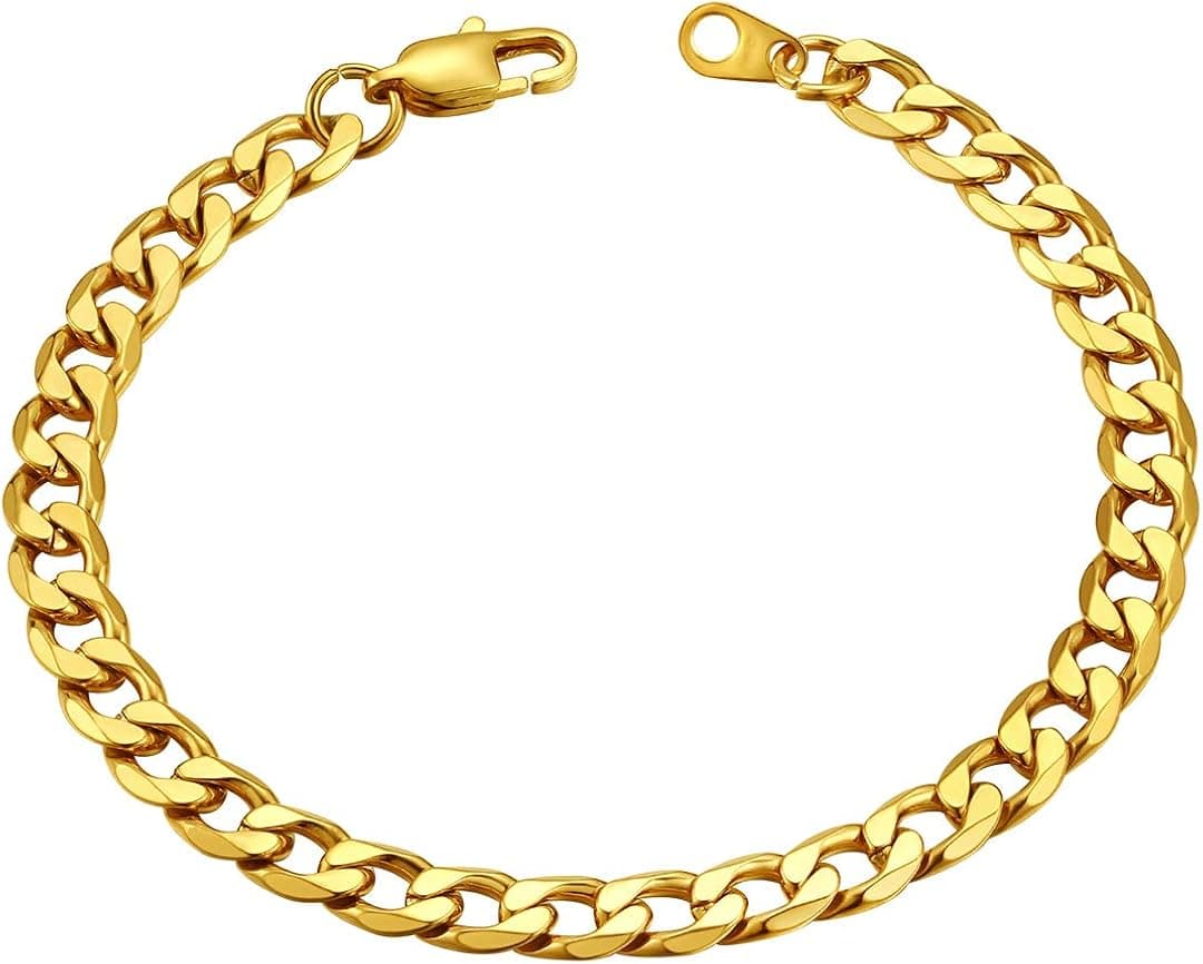 ChainsHouse Cuban Bracelet for Men Women, 6/8/13mm Width, 7.5/8.3inch Length, 18K Gold Plating/Stainless Steel Fashion Jewelry Bracelets, Send Gift Box
