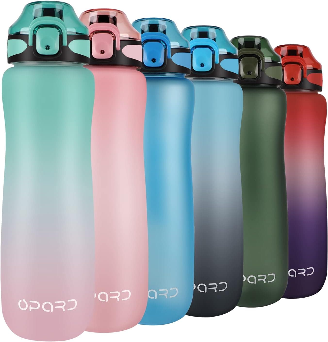 Opard 32oz Sports Water Bottle with Motivational Time Marker & Leak Proof Flip Top Lid, BPA Free Reusable Tritan for Gym and Outdoor