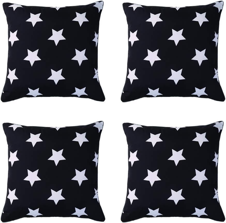SOMIDE Set of 4 Outdoor Waterproof Throw Pillow Covers Cushion Cases, Indoor Furniture Decorative Square Case for Patio Home Porch Chair Tent Couch Sofa Living Room Bedroom Bed 18"x18"