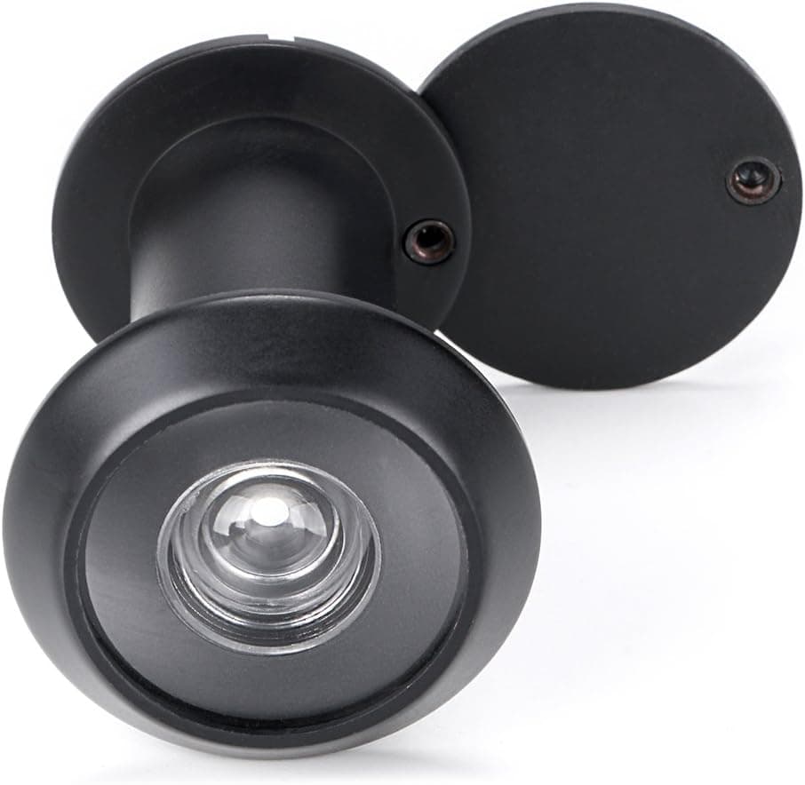 Sumnacon Safety Door Viewer,Solid Brass 220-degree Door Viewer/Peephole with Heavy Duty Rotating Privacy Cover for 1-3/8" to 2-1/6" Doors, Durable Door Viewer for Home Office Hotel (Black)
