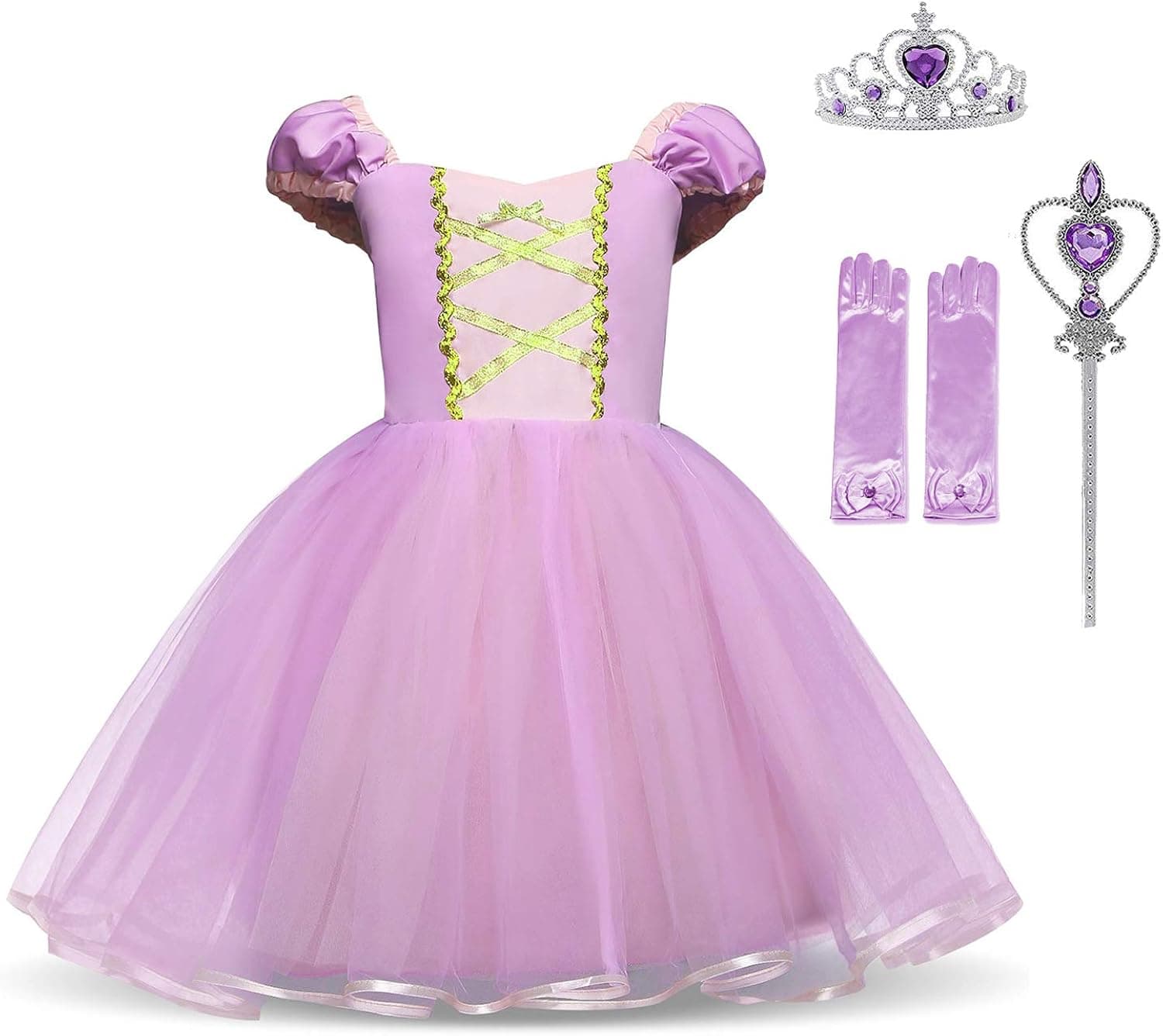 HNXDYY Princess Girls Dress Fancy Party Costume Size (100) 2-3 Years Purple