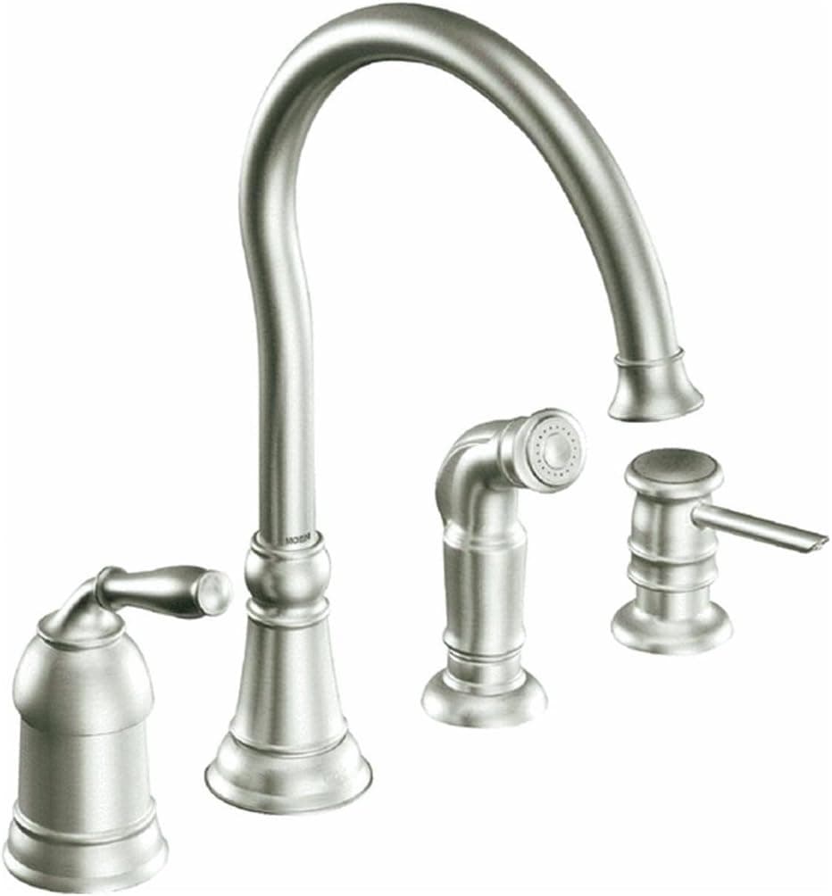 Moen CA87008SRS Single Handle High Arc Kitchen Faucet with Side Spray from the Lindley Collection, Spot Resist Stainless
