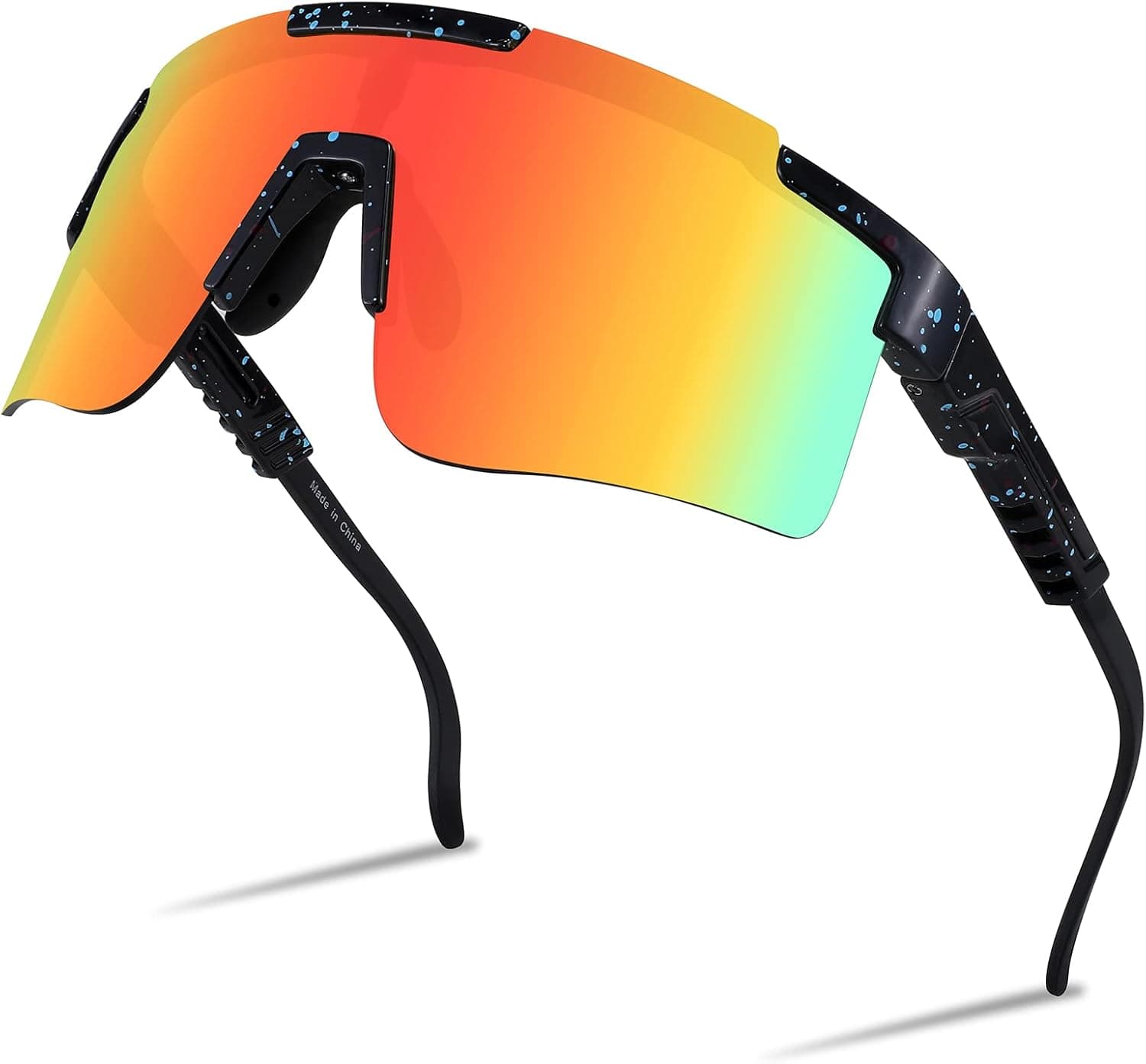 FEISEDY Cycling Sports Sunglasses Wraparound Adjustable Legs 80s Running Baseball Visor for Men Women Shield B2837