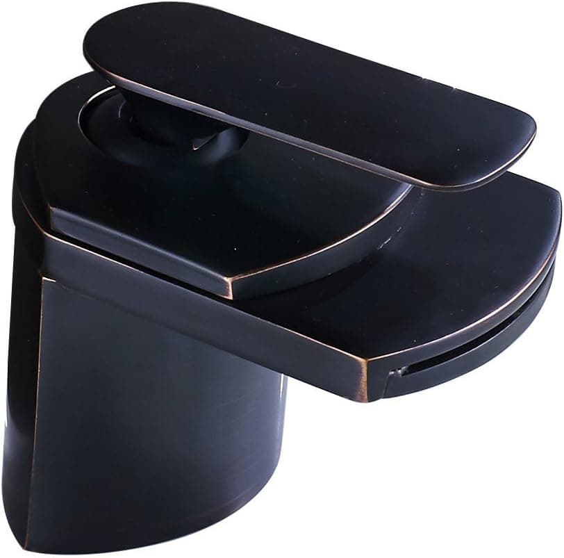 Oulantron Oil Rubbed Bronze Waterfall Bathroom Sink Faucet Single Handle Deck Mount Basin Mixer Tap