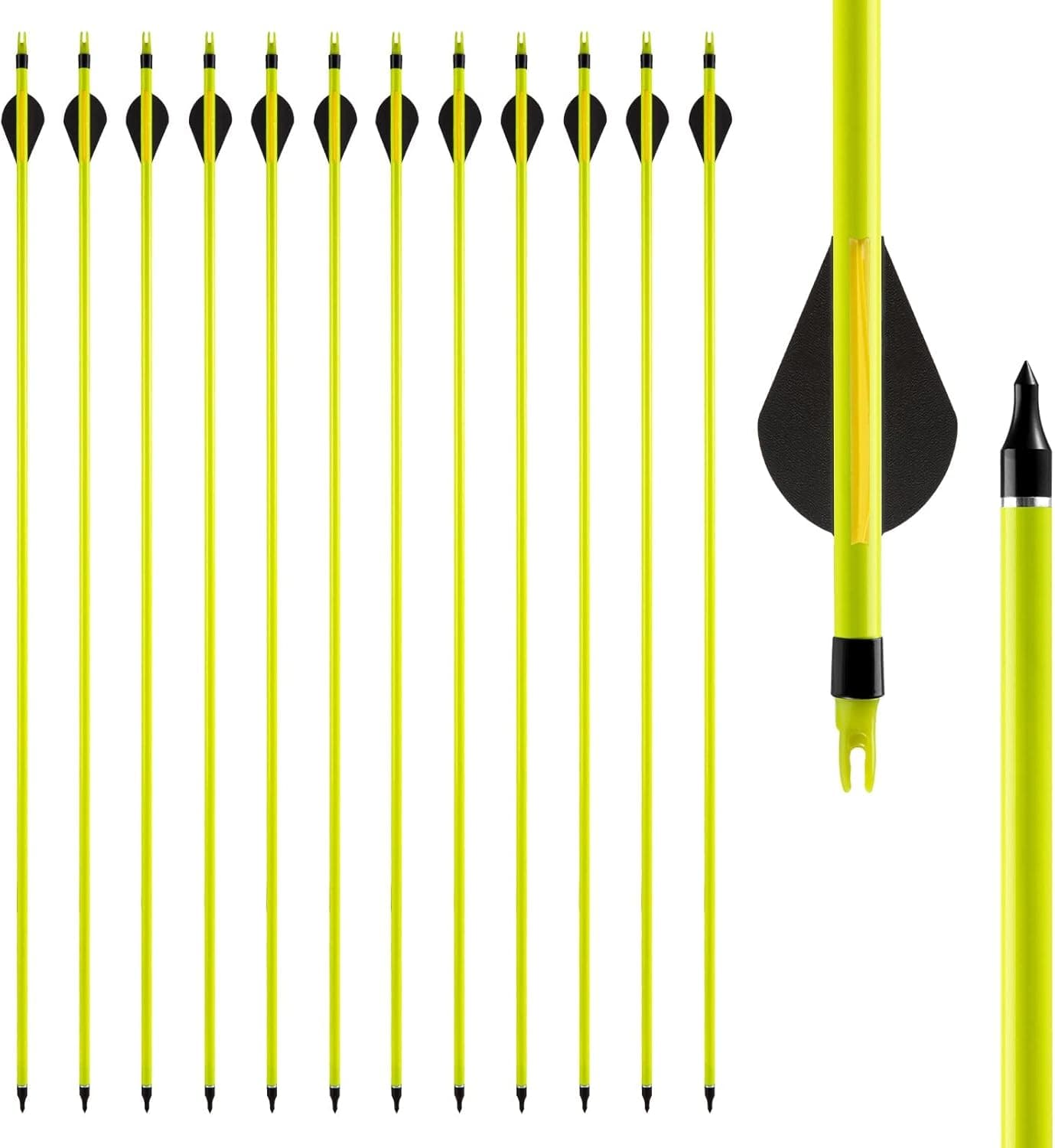 Linkboy Archery 30‘’ Carbon Arrows, Practice/Hunting Arrows with Removable Tips for Compound & Recurve Bow, Pack of 12