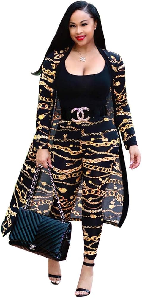 Max2co Women 2 Piece Outfits Floral Long Sleeves Open Front Cardigan Cover up with Leggings High Waist Long Pants Set