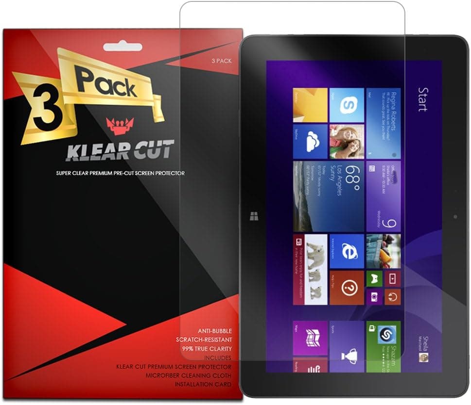 Dell Venue 11 Pro Screen Protector [3-Pack], Klear Cut High Definition Clear Screen Protector for Dell Venue 11 Pro PET Film Anti-Bubble Shield