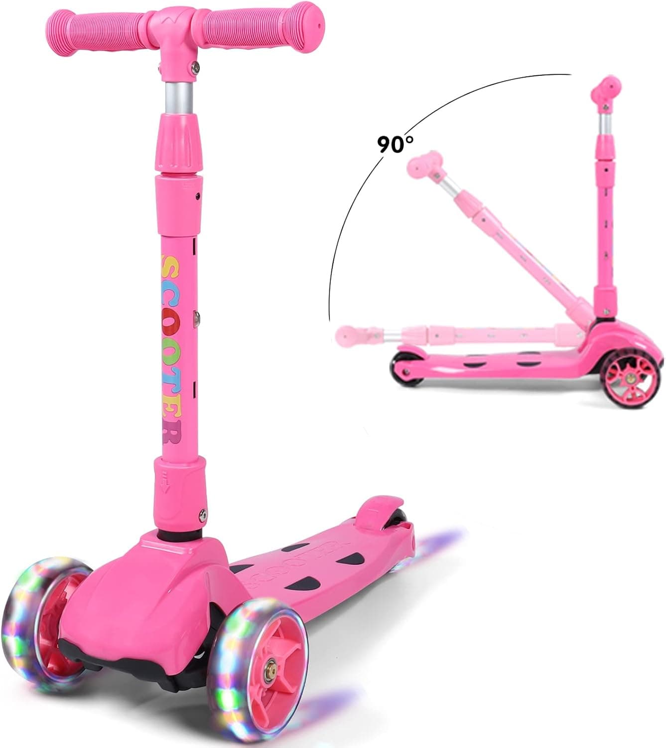 AIWO 3 Wheels Scooter for Kids Ages 3-5 Years Old Boy Girl, Toddler Scooter, Wide Standing Board & 110 Lbs Limit, Scooter Kids Ages 3 5 6 with Adjustable Height Handlebars