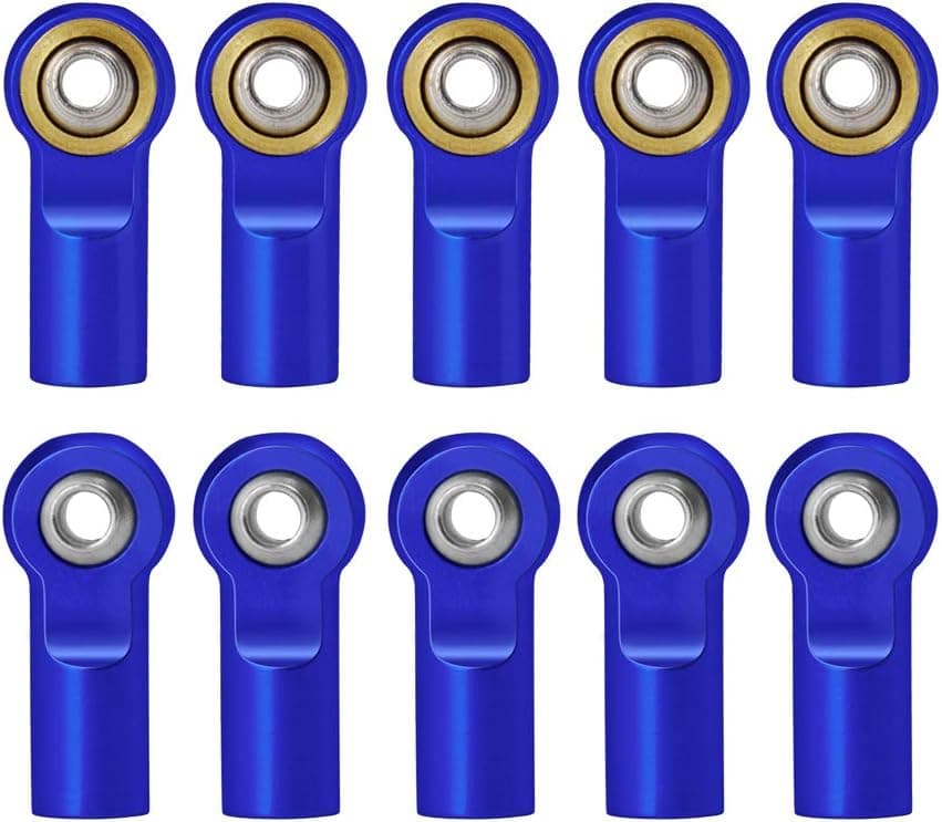 10Pcs Link Rod End Joint Aluminum M4 Metal Ball End Head Holder Tie for 1/10 RC SCX10 Cars Parts (Royal Blue)