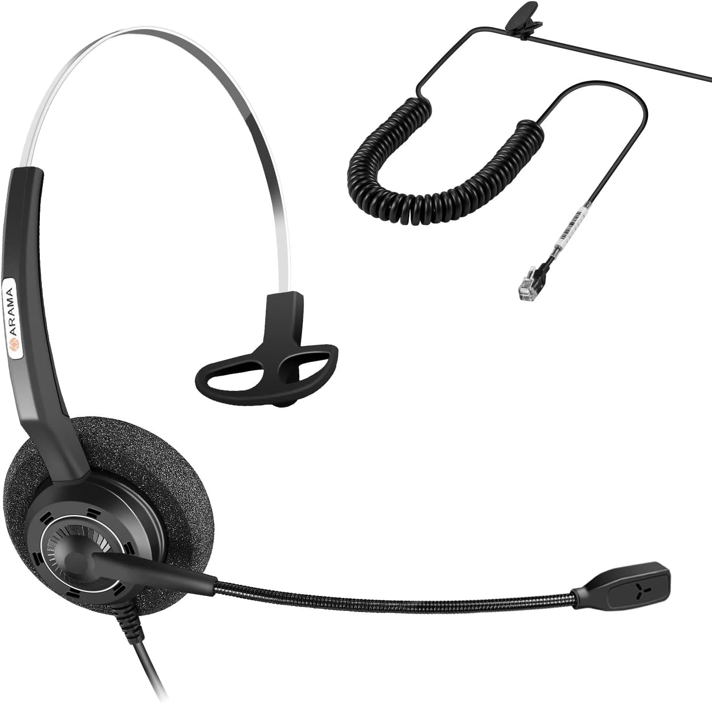 Arama Phone Headset RJ9 with Pro Noise Canceling Mic and Mute Switch Controls Wired Headset for Polycom Mitel Plantronic Nortel Shoretel Aastra Avaya Lucent Landline Phones