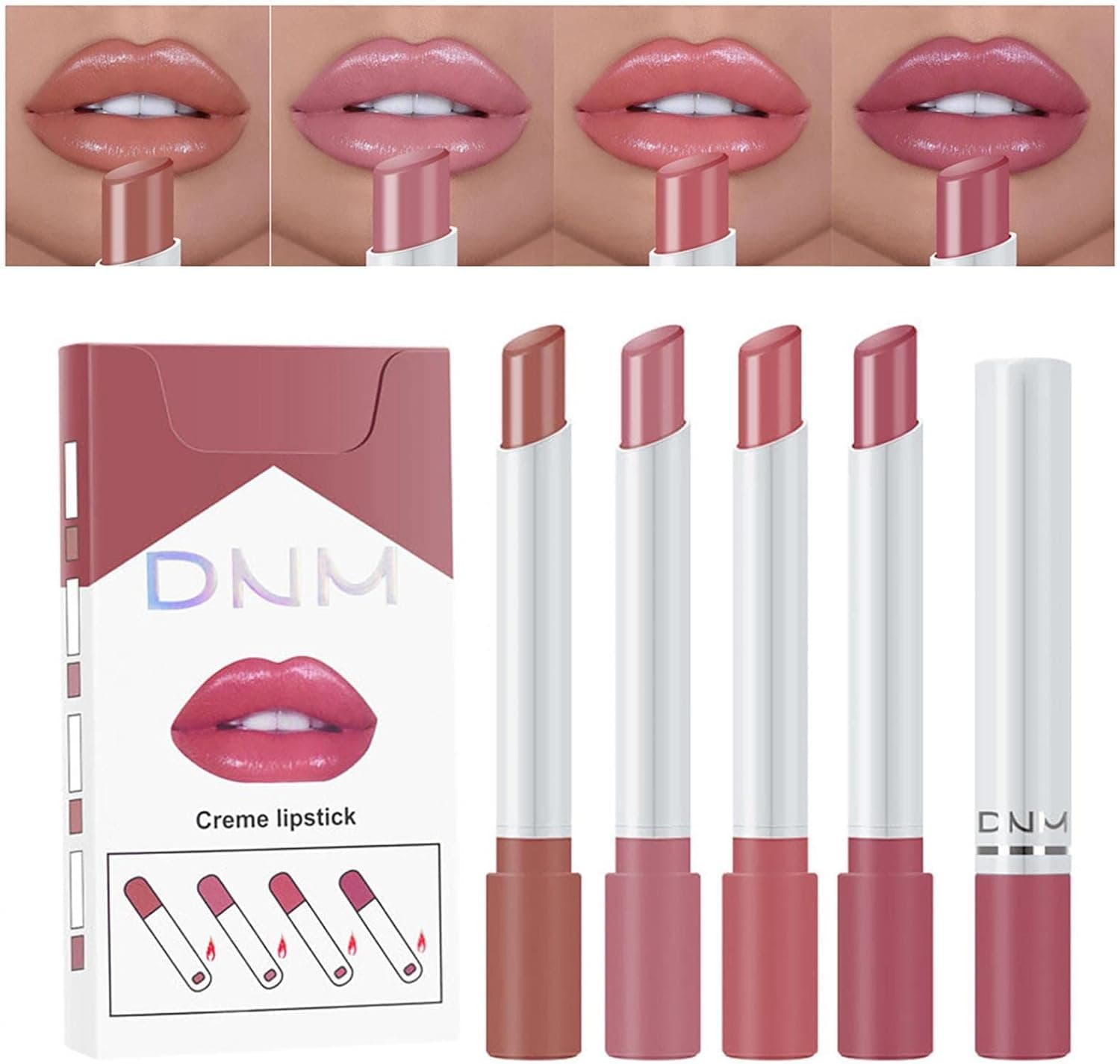 4 Sets of Lipsticks Matte Temperature Change Color Velvet Lip Gloss, Matte Lipstick Set, Long Lasting Moisturizer Lipstick Set Gift for Women and Girls