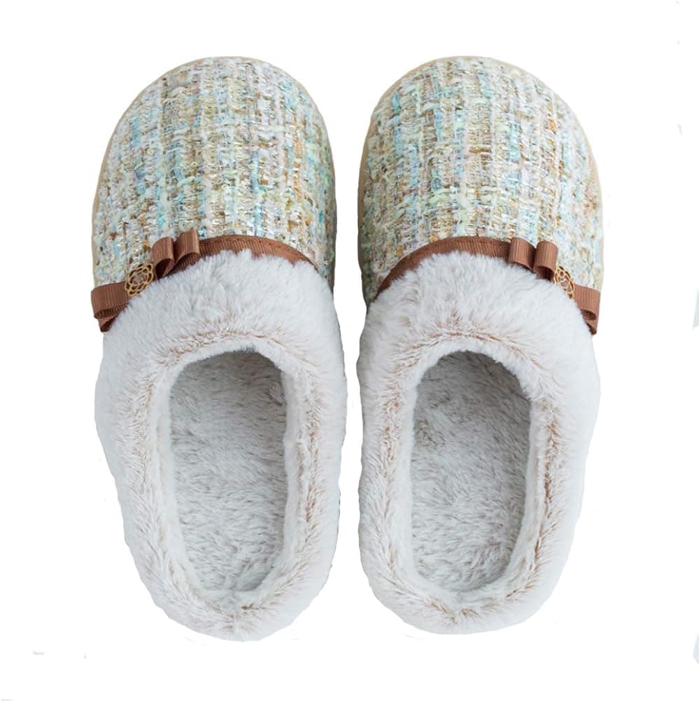 Mens Womens House Knitted Cotton Plush Slippers Skid for Indoor and Outdoor Use
