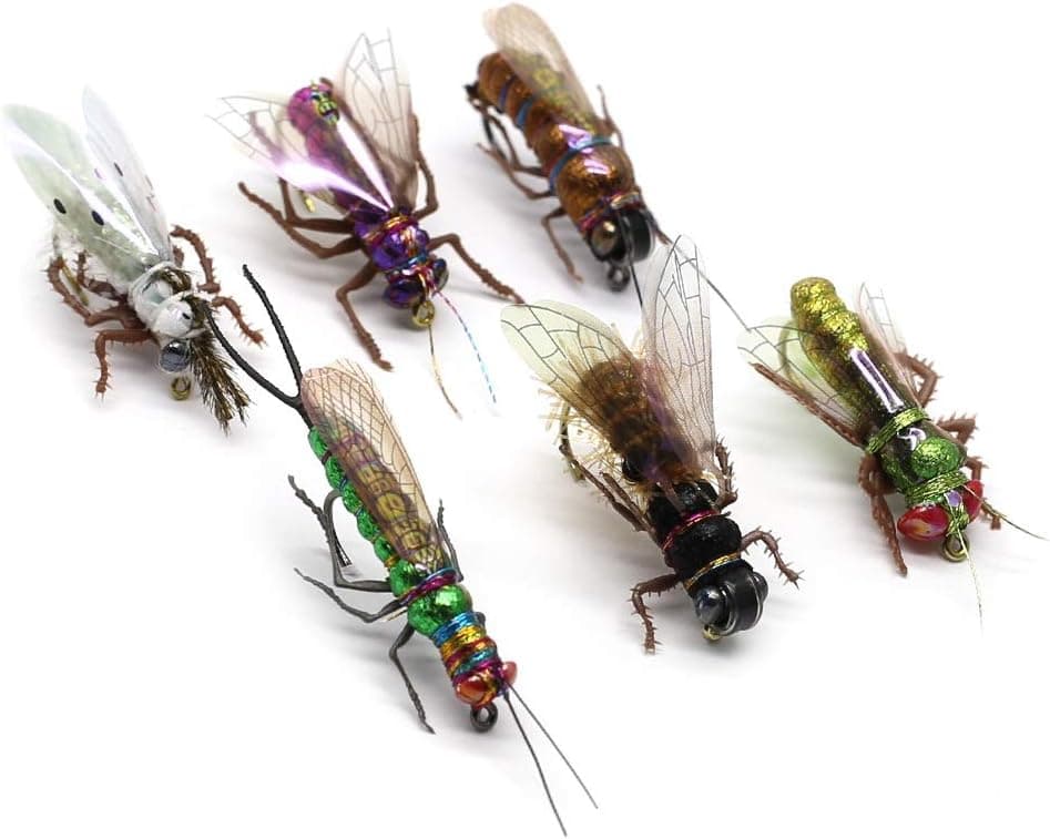 YZD Fly Fishing Flies Realistic Dry Wet Nymph Trout Flies Hand Tie Lures Kits 12/26/48 Pcs…