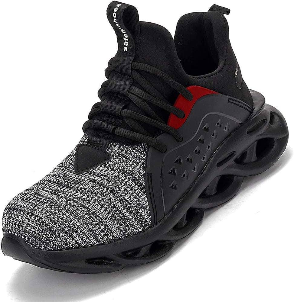 MandyQ Steel Toe Sneakers for Men Work Shoes Indestructible Safety Sneakers Slip Resistant Composite Toe Shoes Breathable Mesh Lightweight Industrial Construction Outdoor Steel Toe Shoes