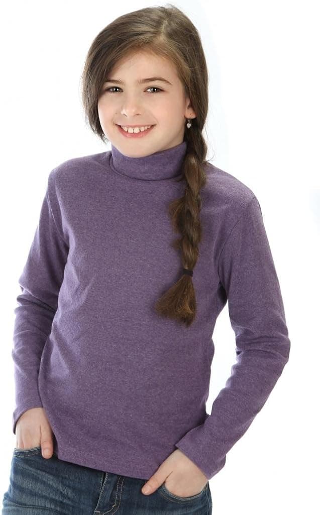 high5 Big Girls Solid Color Turtleneck 100% Cotton (6-14 Years) Multiple Colors