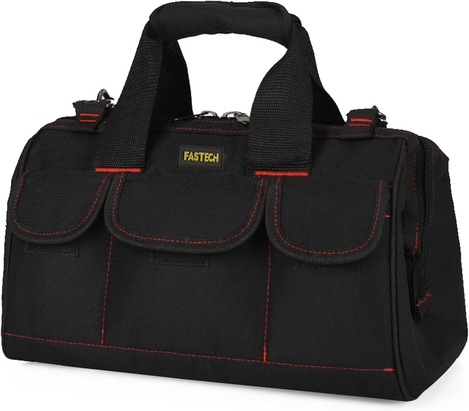 FASTECH 20-inch Heavy Duty Tool Bag with Wide Mouth for Tool Storage,Carrier and Organizer,Tool Bag for Men, Wide Mouth Tool Bag with Inside Pockets (20 Inch)