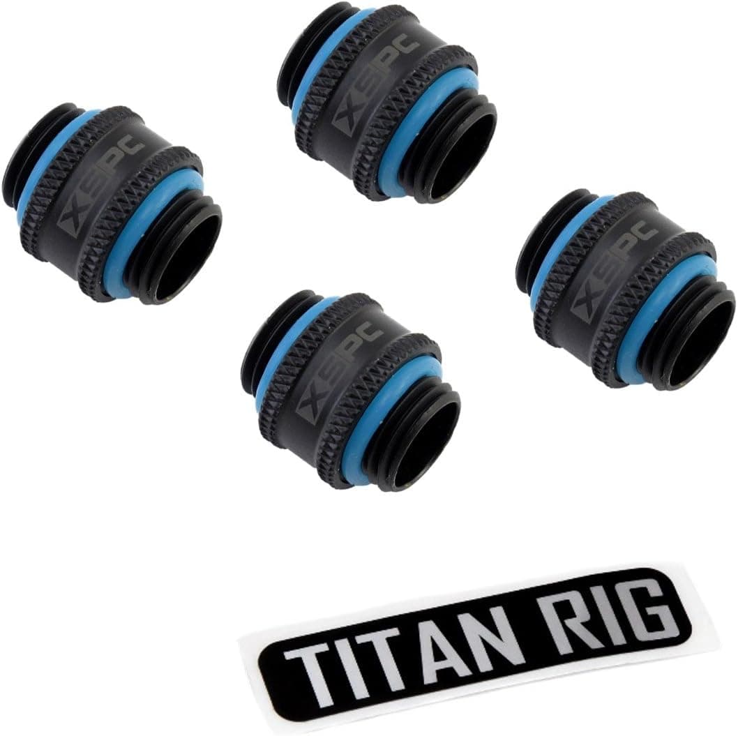 XSPC G1/4" 10mm Male to Male Fitting V2, Matte Black, 4-Pack