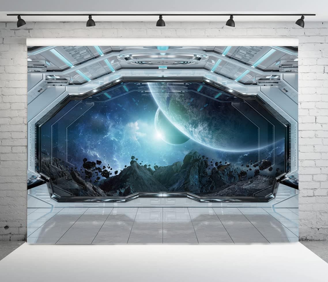 DHXXSC 7X5FT Spaceship Backdrop Spaceship Indoor Sci Fiction Space Station Backdrops Photography Studio Studio Backdrop Vinyl Background DH-184
