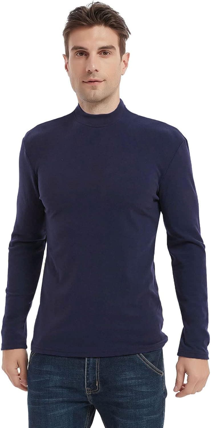 Soojun Men's Slim Fit Super Soft Mock Turtleneck T-Shirt