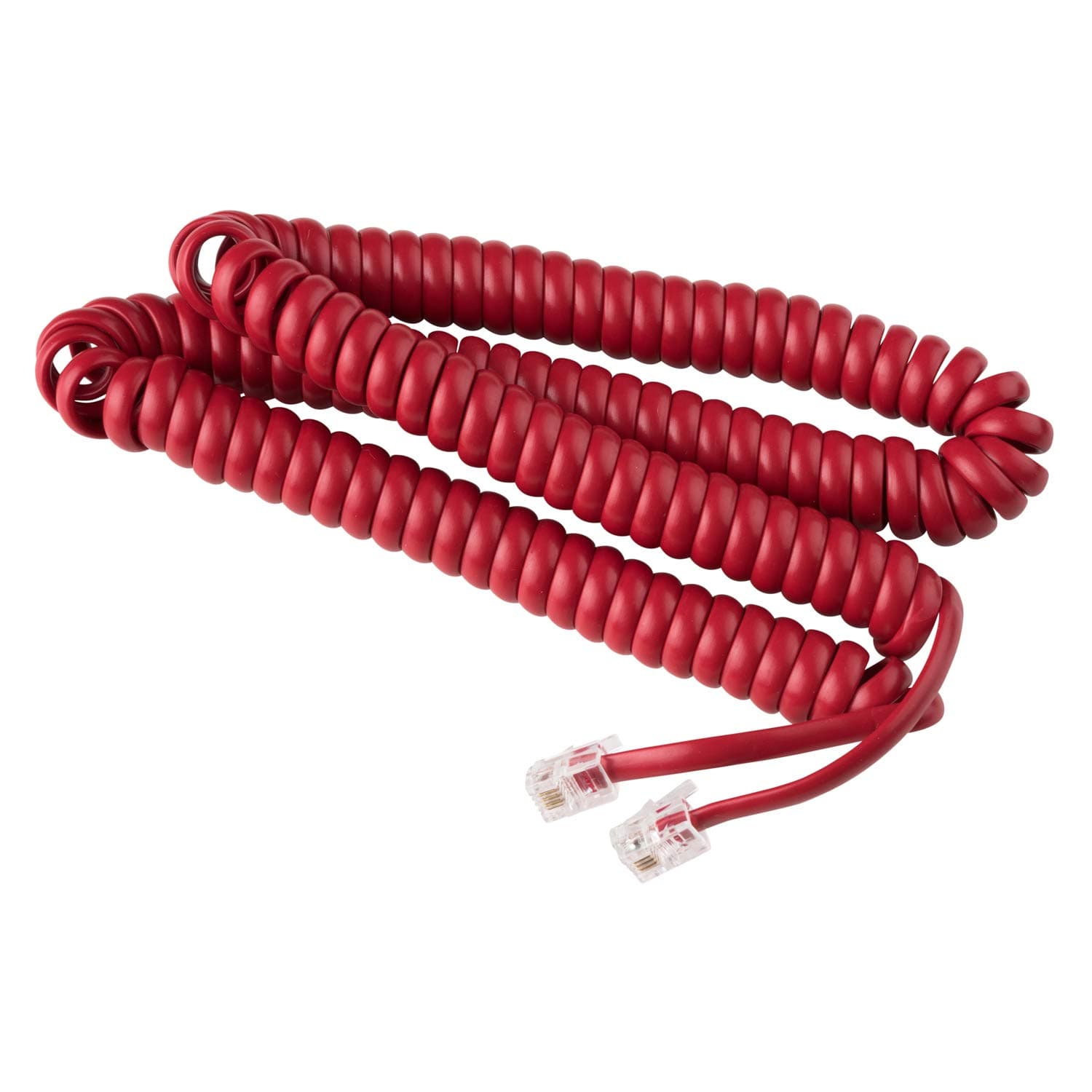 iSoHo Phones Telephone Cord Handset Curly - Phone Color Crimson Red 25ft Long - Works on virtually All Trimline Style Phones and Princess Type Telephones - Landline Telephone Accessory