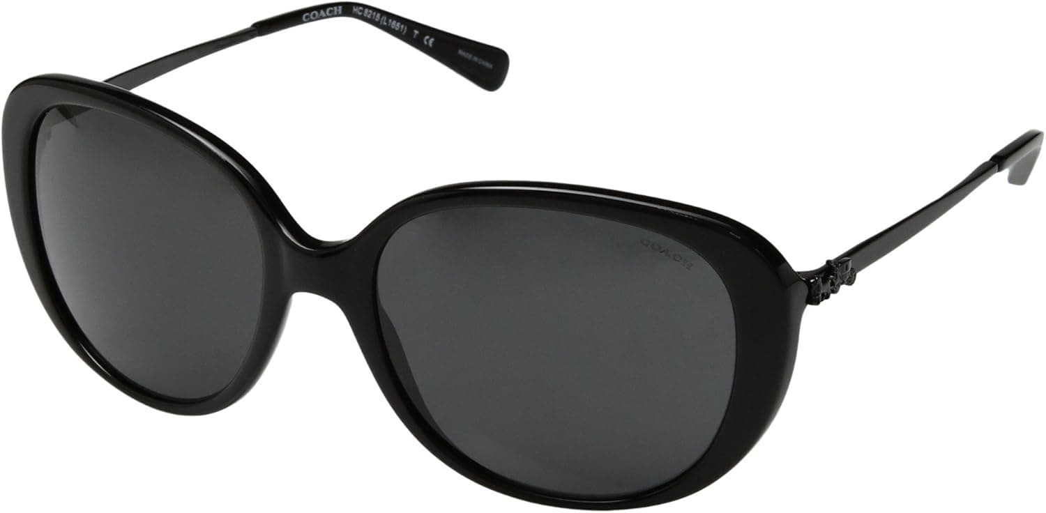 Coach L1651 HC8215 Sunglasses 548287-57 - Black Frame, Dark Grey Solid HC8215-548287-57