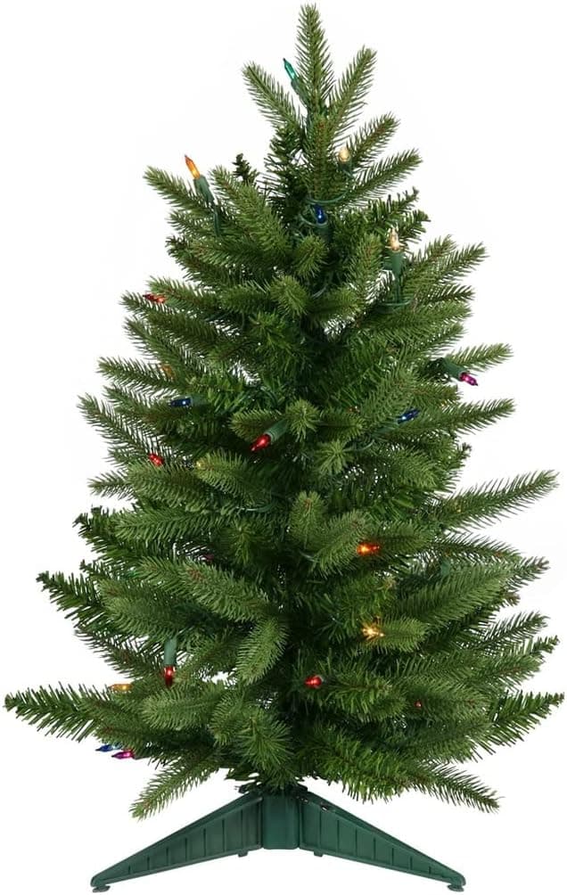 Vickerman 24" Fraser Fir Artificial Christmas Tree, Multi-Colored Dura-lit Lights - Faux Table Top Christmas Tree - Seasonal Indoor Home Decor