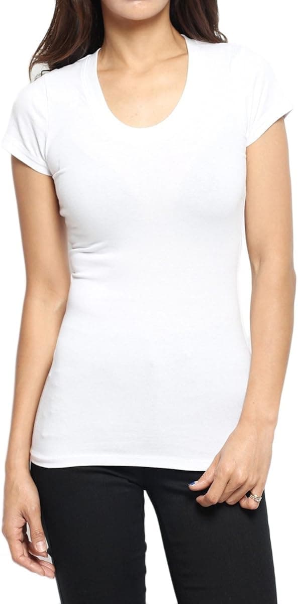 Hollywood Star Fashion Short Sleeve Scoop Neck Tee T Shirt Cotton Top