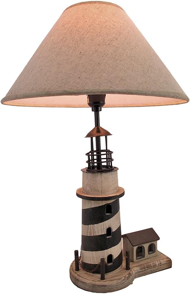 Cape Hatteras Lighthouse Table Lamp with Linen Shade