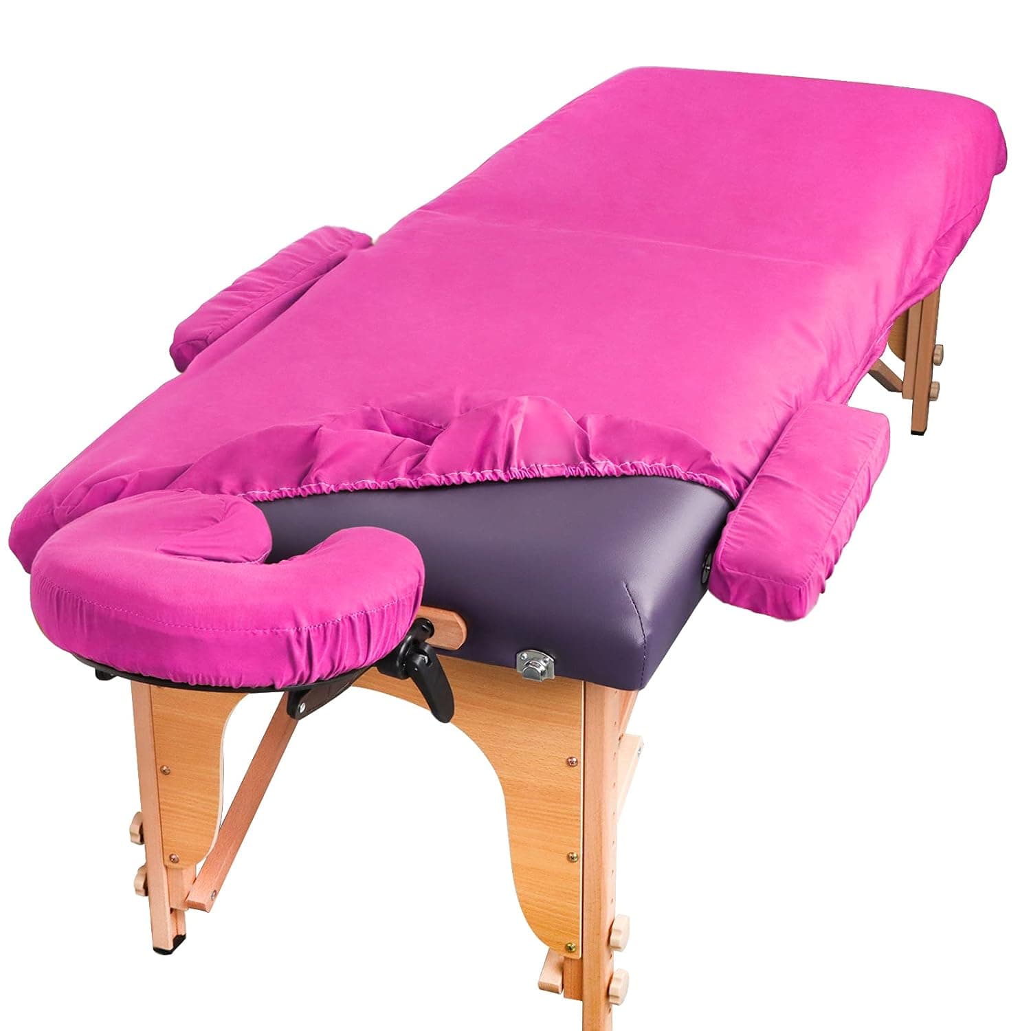 EBANKU Massage Table Sheets, Reusable Spa Massage Bed Cover with Elastic Band Thicken Waterproof Bed Sheets Cotton Breathable Spa Bed Covers for Salon Hotel, Fit for 63" * 19.5" Bed (Rose Red)