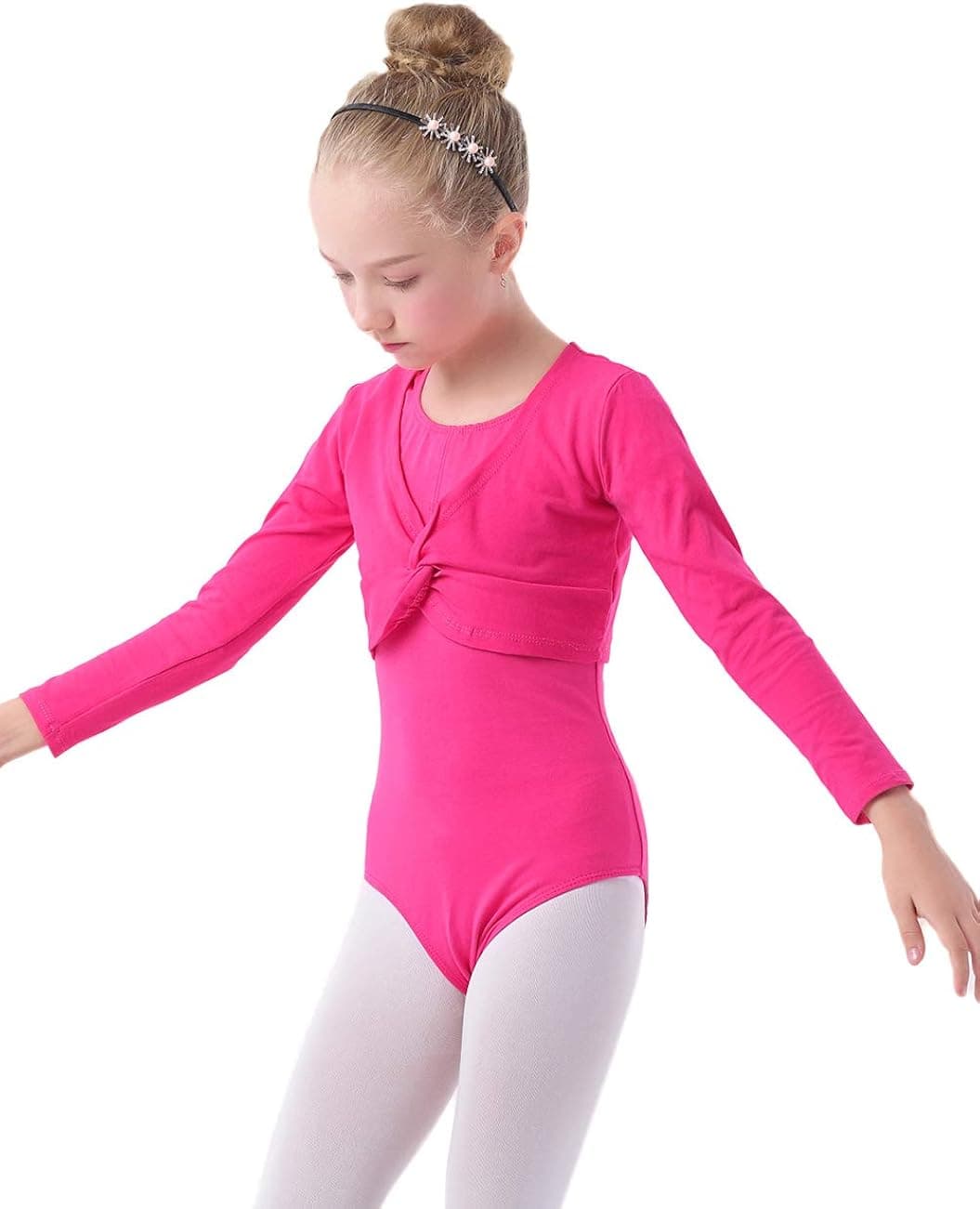Daydance Girl's Dance Crop Tops Ballet Wrap Shrug Sweater Long Sleeve