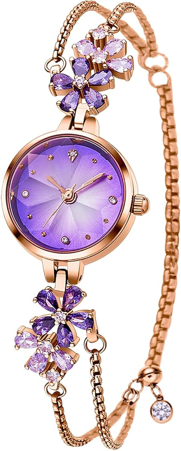 SURVAN WatchDesigner Womens Watch Japanese-Quartz Fashion Wrist Watches for Women 18k Yellow Gold Ion-Plated Rose Gold Tone Stainless Steel/Brass Strap with Diamonds Women Bracelet Watch