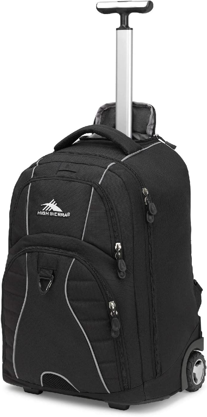 High Sierra Freewheel Wheeled Laptop Backpack, Black, 20.5 x 13.5 x 8-Inch