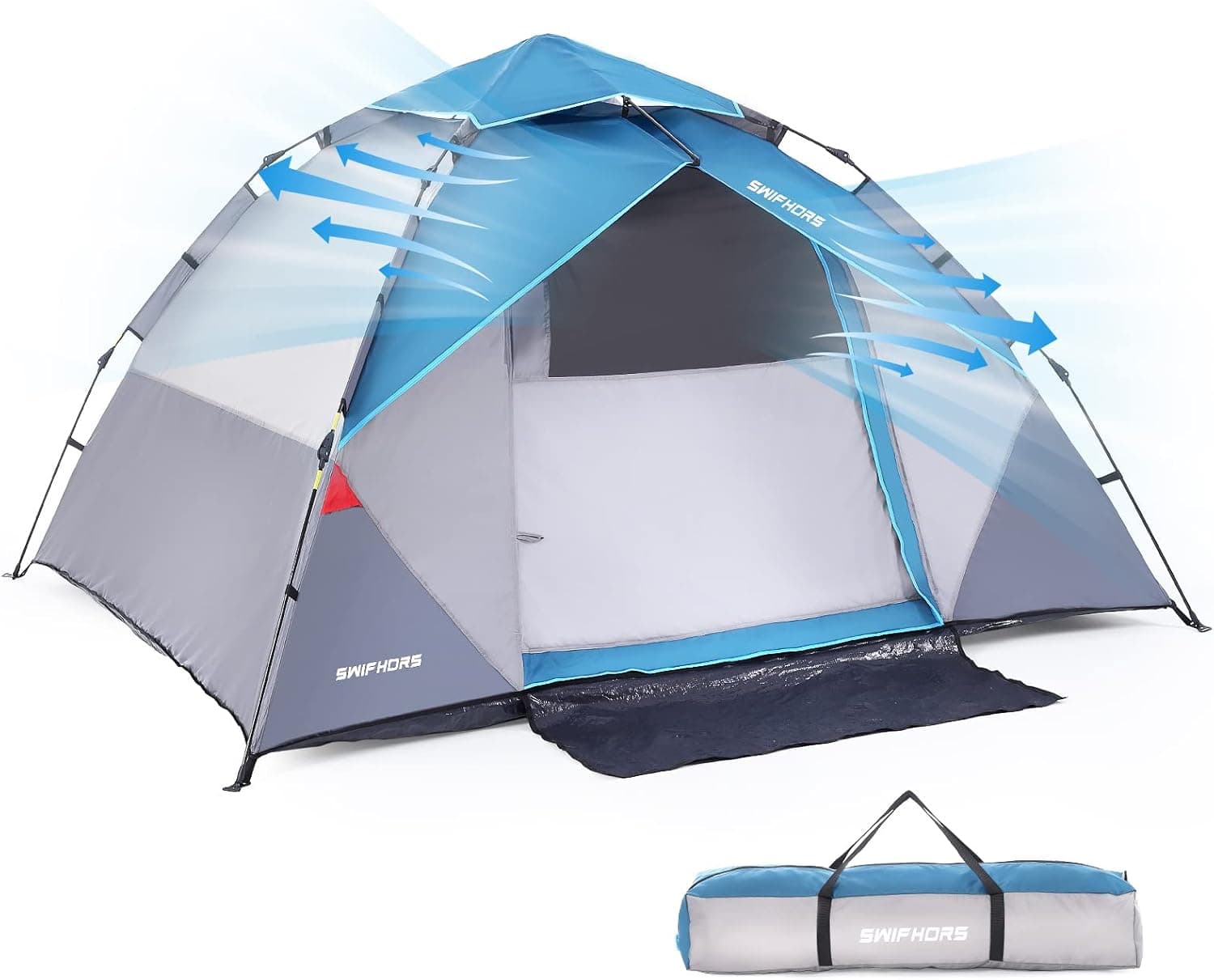 SWIFHORS Camping Tent 6 Person 4 Person, Family Dome Tents, Easy Set Up Large Tent for Camp with Top Rainfly, Outdoor Tent with 3 Large Mesh Windows for Hiking Camp Outdoor