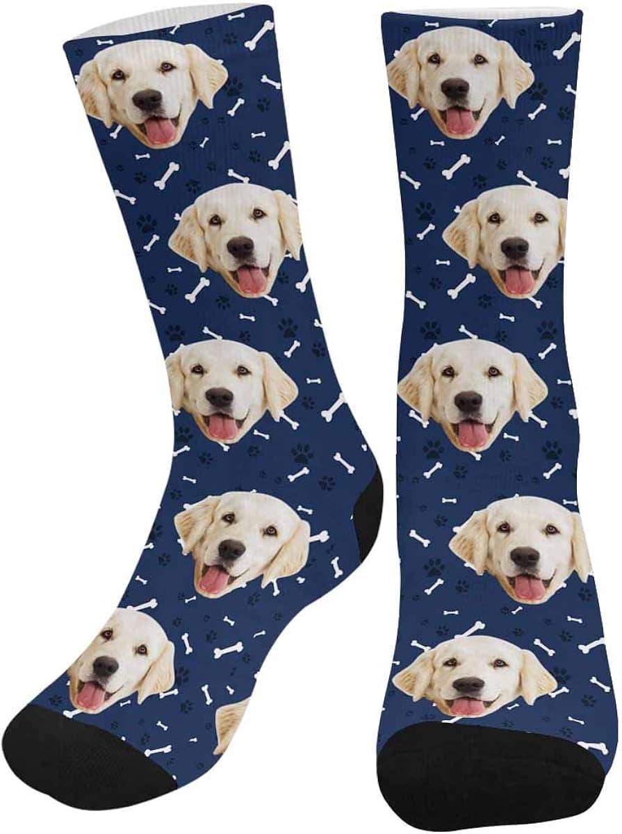 InterestPrint Custom Face Photo Socks Personalized Picture Socks Green, Unisex Athletic Crew Socks for Men Women