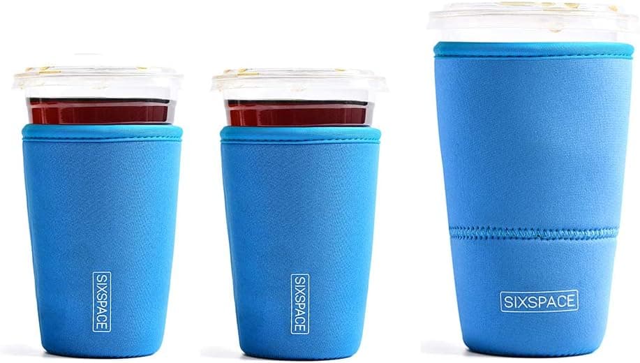 Reusable Iced Coffee Sleeve Insulator Cup Sleeve for Cold Drinks Beverages Neoprene Cup Holder Ideal for Starbucks, McDonalds, Dunkin Donuts & More