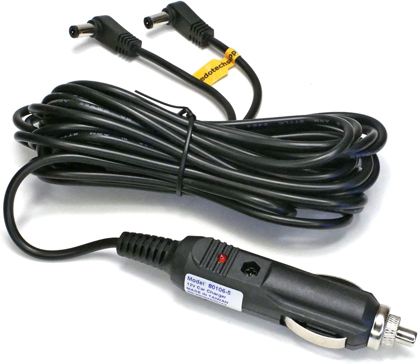 EDO Tech 11 ft Car Power Cord for RCA DRC6272E DRC97283 DRC6296 DRC772989DE22 DRC69707 DRC69707e DRC79982 DRC97983 DRC99731 DRC79981e DRC6272 DRC6289 DRC69705 DRC6296 DRC69705e22 Portable DVD Player