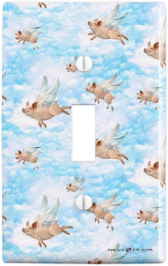 GRAPHICS & MORE Pigs Could Fly Flying Clouds Sky Pattern Plastic Wall Decor Toggle Light Switch Plate Cover