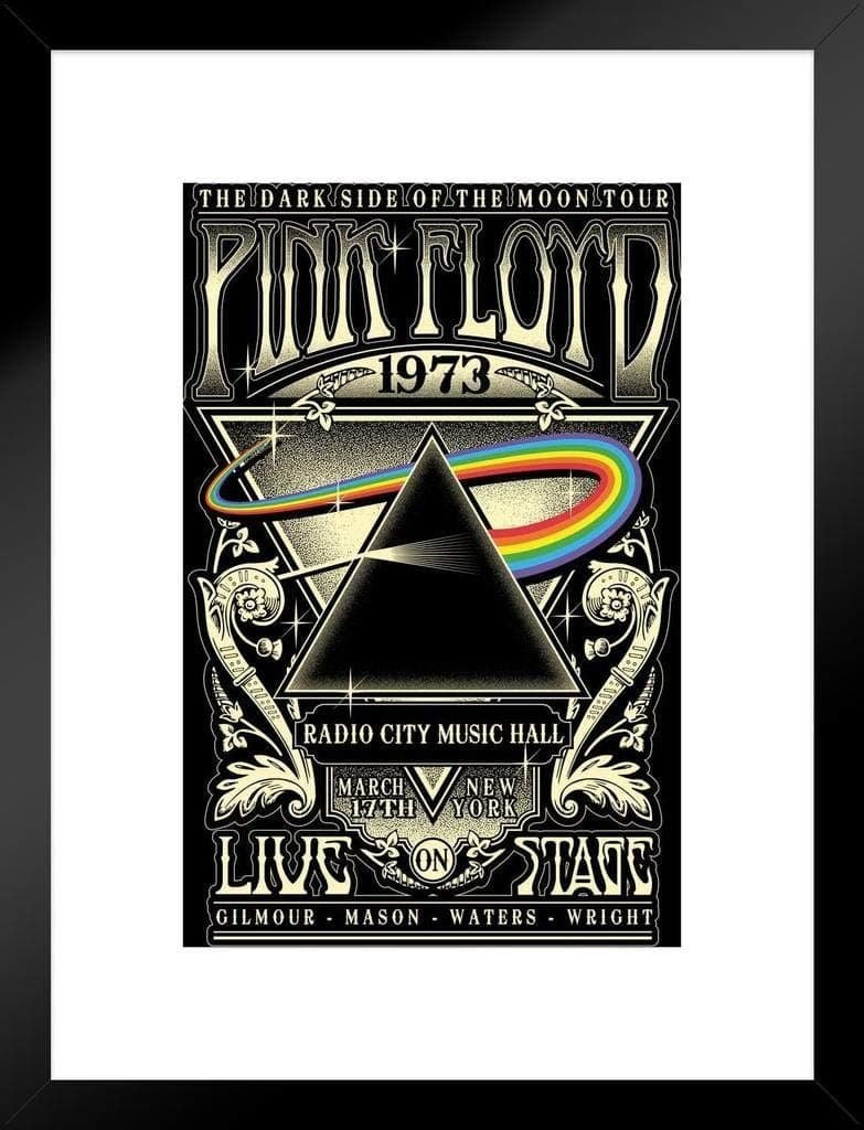 Pyramid America Pink Floyd Dark Side of The Moon Tour 1973 Radio City Music Hall Concert Music Retro Vintage Style Matted Framed Art Wall Decor 20x26