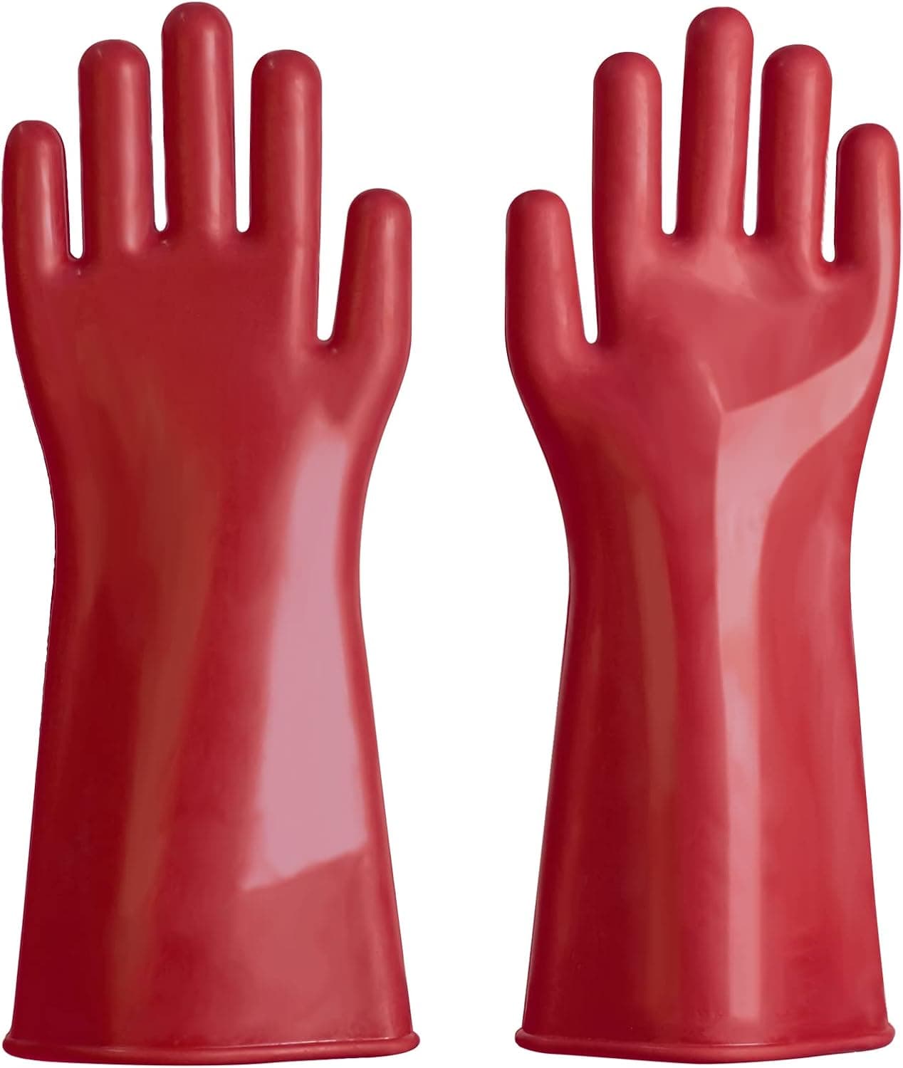 Auhafaly 2 PCS Insulating Protective Gloves For High Voltage Electrical Work 12KV Red Rubber Handwear For Electricians or Lineman